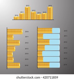vector illustration. Diagrams of the coins.