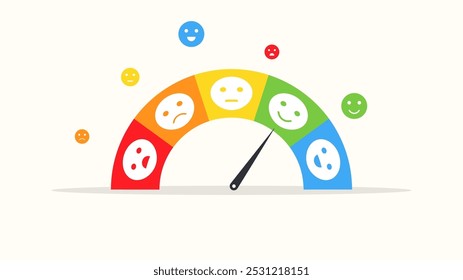 Vector illustration. Dial feedback concept design. Bad and Good emoji reaction. Happy and sad reaction.