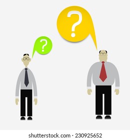 Vector illustration with dialogue of the chief and the subordinate with speech bubbles
