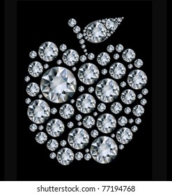 Vector illustration Diamond apple on black background