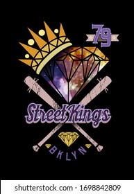 Vector illustration of diamond with baseball bats