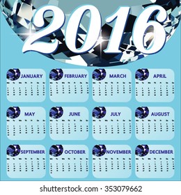 A vector illustration for diamond calendar 2016