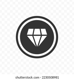 Vector illustration of Diamond coin icon in dark color and transparent background(png).