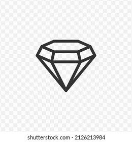 Ilustración vectorial del icono de diamante en color oscuro y fondo transparente (png).