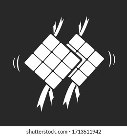 Vector illustration of diamond inside which is made of rice wrapped in young coconut leaves. Ketupat food is a cultural tradition in Indonesia every Eid to celebrate the victory of Muslims.