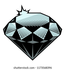 Vector illustration of diamond isolated on the white background. 
