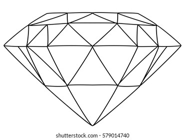 Vector Illustration Of Diamond Line Drawing