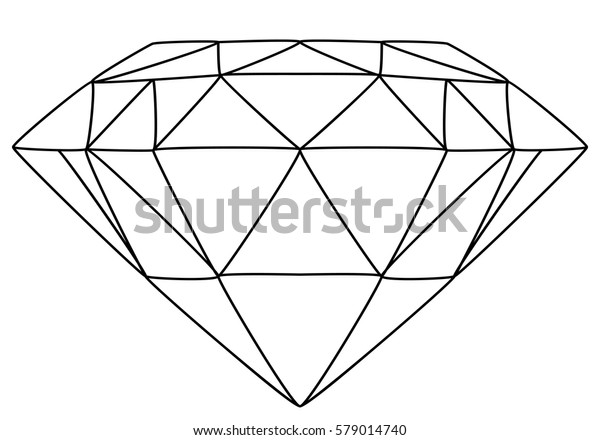Vector Illustration Diamond Line Drawing Stock Vector Royalty Free 579014740