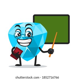 vector illustration of diamond mascot or character teaching in front of blackboard