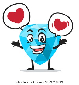 vector illustration of diamond mascot or character says with love in bubble speech