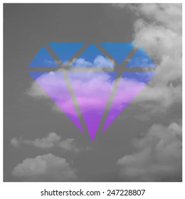 vector illustration with a diamond on black background
