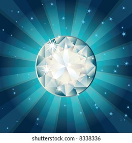 Vector illustration - diamond on a blue background