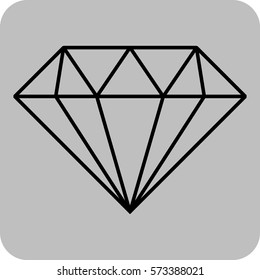 Vector Illustration Of Diamond . Outline Diamond For Web Icon In Black
