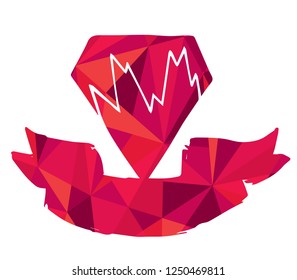 Vector Illustration of Diamond Red Polygon Geometric Banner Logo For Isolated Graphic Design Outline, Sign, Symbol and more