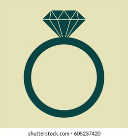 Vector Illustration of Diamond Ring in green color
