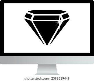 Vektorgrafik eines Diamanten auf einem Bildschirm auf transparentem Hintergrund