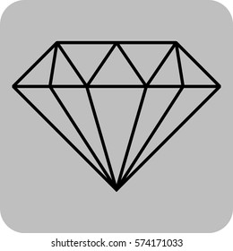 Ilustración vectorial del icono del símbolo del diamante en negro