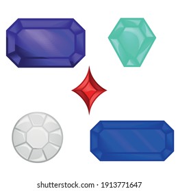 Diamantes y joyas preciosas, piedras preciosas, todo sobre fondo blanco
