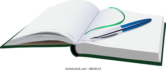 Vector illustration of Diary notebook with pen