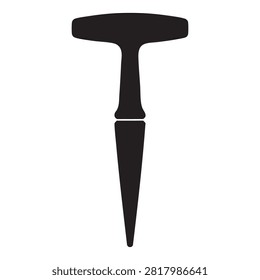 Vector illustration of a dibber, a compact garden hand tool. Primarily used for making precise holes in the ground for planting seeds, seedlings, or small bulbs. Essential for efficient gardening operations and plant propagation.