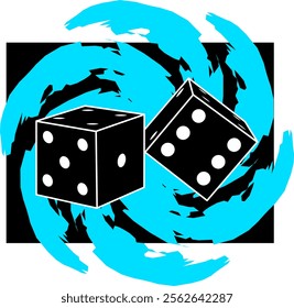 vector illustration of dice in black with background