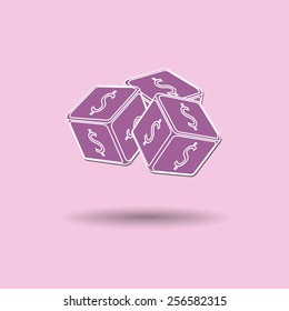 Vector illustration of  Dice color background.