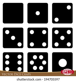 Vector illustration of dice craps isolated on white background.