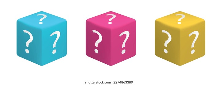 Vector illustration of dice help icon. Mystery box 3D