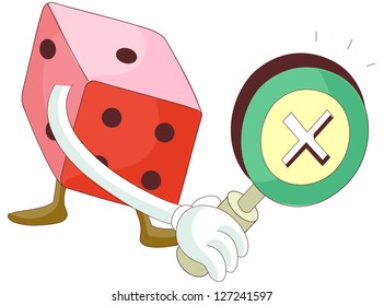 Ilustración vectorial de dados sosteniendo un signo