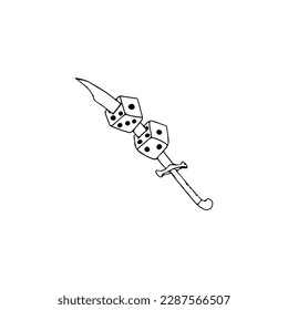 ilustración vectorial del concepto de espada de dados empalados