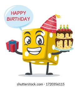 vector illustration of dice mascot or character celebrate birthday party