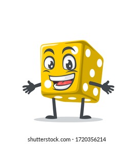 vector illustration of dice mascot or character open hand