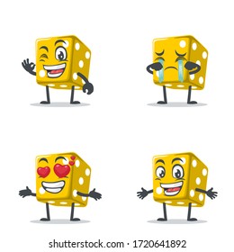 vector illustration of dice mascot or character collection set with expression theme