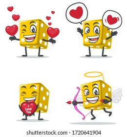 vector illustration of dice mascot or character collection set with love or valentine or love theme