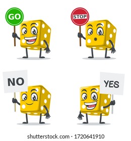 vector illustration of dice mascot or character collection set with sign theme