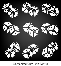 Vector illustration of dice on the black background