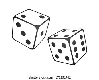 Vector illustration of dice on the white background