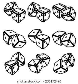 Vector illustration of dice on the white background
