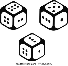 vector illustration of dice with round corners in black and white color