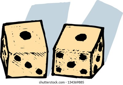 Vector illustration of Dice Showing Snake Eyes