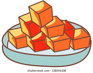 Vector illustration of Diced Radish Kimchi