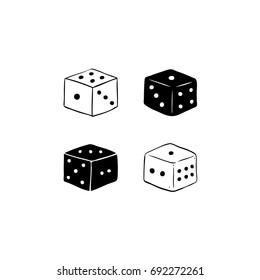 Vector illustration of dices. Black and White Dices.