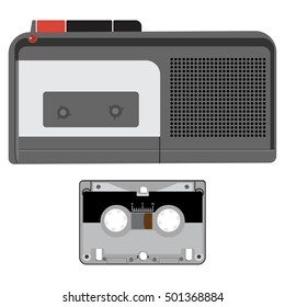 Vector illustration dictaphone icon. Digital voice recorder isolated on white background. Journalist