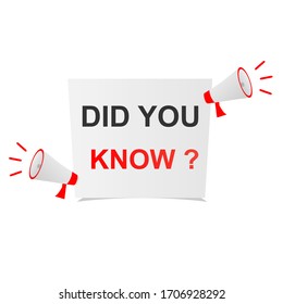 Vector illustration of did you know, Badge with megaphone icon