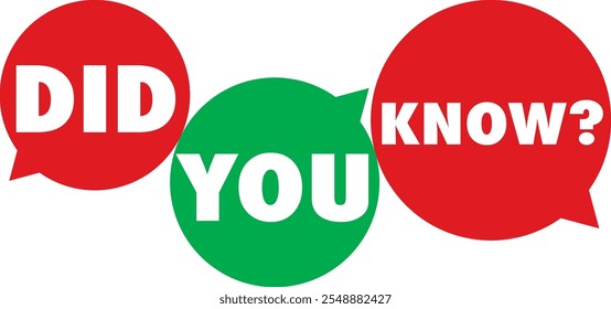 Vector illustration did you know in red and green speech bubble isolated on white background.