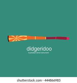 Vector illustration of a didgeridoo, musical instrument of the Australian Aborigines. Decorated with traditional ornaments, made in a trendy flat design.  It can be used as a logo.