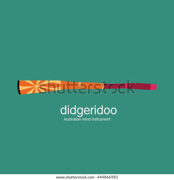 Vector\
illustration of a didgeridoo, musical instrument of the Australian\
Aborigines. Decorated with traditional ornaments, made in a trendy\
flat design.  It can be used as a\
logo.
