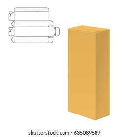 Vector Illustration of Die cut Craft Box for Design, Website, Background, Banner. Retail Folding package Template. 