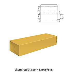 Vector Illustration of Die cut Craft Box for Design, Website, Background, Banner. Retail Folding package Template. 