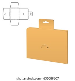 Vector Illustration of Die cut Craft Box for Design, Website, Background, Banner. Retail Folding package Template. 